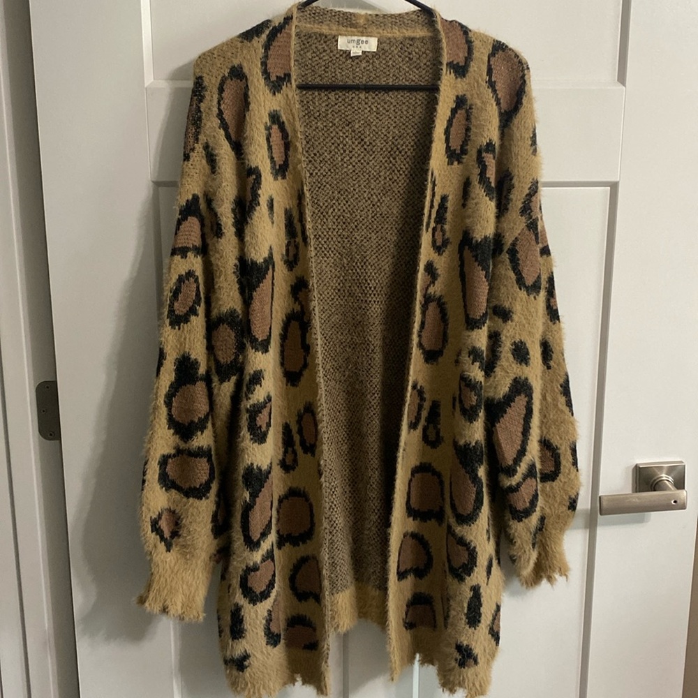 Umgee Leopard Print Cardigan - Tan and Black
